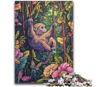 Rainforest Gibbon 1000 Piece Jigsaw Puzzles for Teenagers,Family Game Stress Reliever Difficult Challenge Artists Collection,Fine Art (38x52cm)