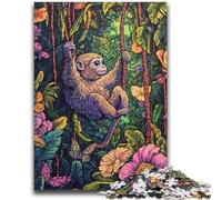 Rainforest Gibbon 1000 Pieces Jigsaw Puzzles for Adults And Teens,Family Game Stress Reliever Difficult Challenge Artists Collection,Fine Art (38x26cm)
