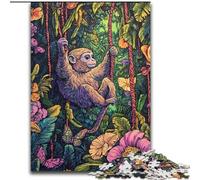 Rainforest Gibbon JigsawPuzzle 1000 Pieces for Teenagers, Educational Games Home Decoration Birthday Present, Gifts, Wall Art (26x38cm)