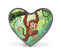 Rainforest Hydrangea Lapel Pin Fashion Brooch Pin Cute Button Badges Heart Shape Button Pins Enamel Pins Metal Pinback for Hat Shirt Clothing Bags Decoration, Rhesus Monkey, Love form