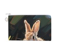 Rainforest Hydrangea Wallet for Men Women Canvas Coin Purse Zippered Change Holder with Secure Closure, Rabbit, One Size