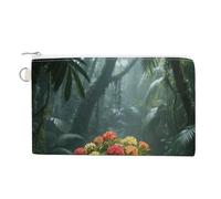 Rainforest Hydrangea Wallet for Men Women Canvas Coin Purse Zippered Change Holder with Secure Closure, Rainforest Hydrangea, One Size