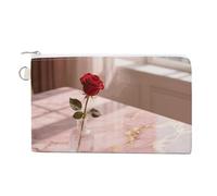 Rainforest Hydrangea Wallet for Men Women Canvas Coin Purse Zippered Change Holder with Secure Closure, Rose Gold Marble, One Size, Rose Gold Marble