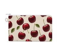 Rainforest Hydrangea Wallet for Men Women Canvas Coin Purse Zippered Change Holder with Secure Closure, Red cherry, One Size, Red Cherry