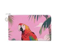 Rainforest Hydrangea Wallet for Men Women Canvas Coin Purse Zippered Change Holder with Secure Closure, Rainbow Parrot, One Size, Rainbow Parrot