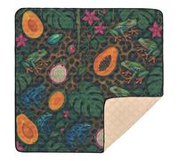 Rainforest Leopard Print Soft Thick Baby Activity Play Mat for Indoor Outdoor Cozy Breathable Baby Kick Crawling Mat for Babies Infants Toddlers, 50'' x 50''