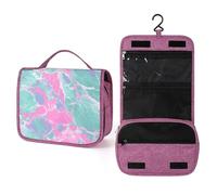 Rainforest Neon Pastel Marble Travel Toiletry Bag for Women,Hanging Makeup Organizer with Hook for Shampoo