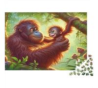 Rainforest Orangutans Jigsaw Puzzle for Adults 1000 Piece Jigsaw Puzzle Paper Mother and Baby 38x26cm/1000pcs