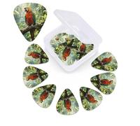 Rainforest Parrot Guitar Picks 12 Pack with Organizer Box, 0.46 0.71 0.96 mm Includes Thin Medium Heavy Thickness,Abstract Guitar Pick Plectrums for Electric Guitar Ukulele Bass