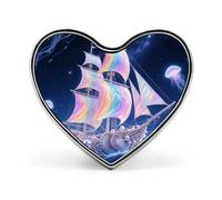 Rainforest Parrot Lapel Pin Heart Brooches And Pins - Metal Badge for Shirts, Jackets, Hats | Durable Fashion Accessory & Gift for Men, Women, Events, Shell Sailing in Star Ocean, Love form