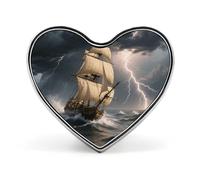 Rainforest Parrot Lapel Pin Heart Brooches And Pins - Metal Badge for Shirts, Jackets, Hats | Durable Fashion Accessory & Gift for Men, Women, Events, Sailing Ship in Stormy Sea, Love form