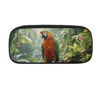 Rainforest Parrot Pencil Case Waterproof Leather Pencil Pouch Multi-purpose Aesthetic Makeup Bag Cute Pen Bag Large Cosmetic Bag for Office Stationery, Travel