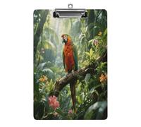 Rainforest Parrot Print Acrylic Clipboard 8.5 X 12.5 Inches | Lightweight A4 Clipboards with Pen Holder for Office, Students, Nurses, Teacher, Students,Women, Men, Girls, Boys