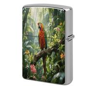 Rainforest Parrot Print Metal Lighter Cover Case, Vintage Cool Lighter Housing Funny Lighters Sleeve for Zippo Men Dad Husband Gift Collect