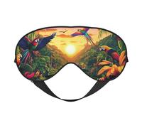 Rainforest Parrot Print Sleep Mask with Adjustable Strap, Comfortable Eye Cover for Travel, Yoga, Napping, Sleeping & Relaxation