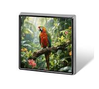 Rainforest Parrot Square Lapel Pin Brooch Badge Cute Tie Tack Pin for Hats, Clothing, Bags Unique Fashion Accessories Gift for Men & Women