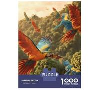 Rainforest Parrots 1000 Piece Jigsaw Puzzle Paper for Adults Jungle Scene Relax Decor 38x26cm/1000pcs