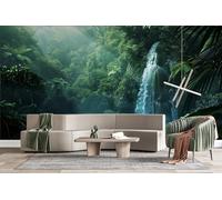 Rainforest Waterfall 3D Photo Wallpaper Non-Woven Wall Mural Tropical Wind Wall Mural Decoration Poste Premium Wallpaper Wall Art for Living Room Bedroom W366xH254 18yf74