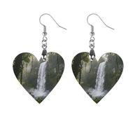 Rainforest Waterfall Dangle Earrings for Women Trendy Lightweight Wood Geometric Earring Wooden Bohemian Print Eardrop Vintage Jewelry Gift Mother Valentine's Day, Apricot shaped, Wood, No Gemstone