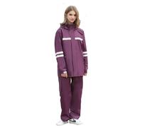 RAINFREEM Rain Suit for Men & Women,Waterproof Rain Jacket&Trouser Suit with Reflective Strip,All-Sport Raincoat Anti-storm, Purple, S