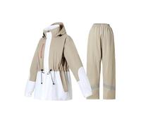 RAINFREEM Rain Suit for Women, Waterproof Rain Jacket & Trouser with Reflective Srtip, Rain Gear for All-Sport Anti-storm, Khaki, Large