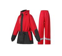 RAINFREEM Rain Suit for Women, Waterproof Rain Jacket & Trouser with Reflective Srtip, Rain Gear for All-Sport Anti-storm, Red, Medium