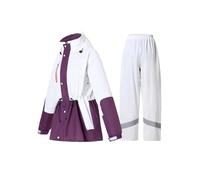 RAINFREEM Rain Suit for Women, Waterproof Rain Jacket & Trouser with Reflective Srtip, Rain Gear for All-Sport Anti-storm, Purple, S