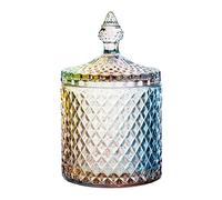 Rainie Love Home Basic Food Storage Organization Set-Rainbow Crystal Diamond Faceted Jar with Crystal Lid,Suitable as A Candy Dish,Cookie Tin,Biscuit Barrel,Decorative Candy Jar-16 OZ-Large
