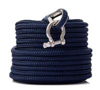 Rainier Supply Co. Boat Anchor Line - 50 ft x 1/4 inch Anchor Rope - Double Braided Nylon Anchor Boat Rope with 316SS Thimble and Heavy Duty Marine Grade Snap Hook - Navy Blue