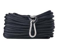 Rainier Supply Co Double Braided Nylon Anchor Rope - 50' x 3/8" Anchor Line/Boat Anchor Rope with 316SS Thimble and Heavy Duty Marine Grade Snap Hook - Boat Accessories, Black