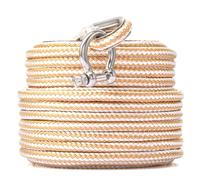 RainierSupplyCo Boat Anchor Rope - Double Braided Marine Rope Anchor Line - 50 ft x 3/8 Inch Nylon Boating Line with 316 Stainless Steel and Heavy Duty Marine Grade Bow Shackle - White/Gold