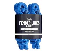 RainierSupplyCo Boat Fender Lines - 2 Pack Bumper Rope Dock Lines - 6' x 3/8" Premium Double Braided Nylon Boating Ropes for Docking with 5" Loop - Mooring Ties & Boat Accessories - Royal Blue