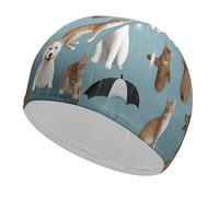 Raining Cats & Dogs Bathing Cap High Elasticity Swimming Caps Fit Both Long Hair Short Hair Comfortable Large Shower Cap for Drag Reduction and Hair Protection