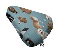 Raining Cats & Dogs Bike Seat Cover Water-Repellent Exercise Bike Seat Cushion Bicycle Saddle Cover with Drawstring Rain Snow Dust Covers for City Mountain Road Biking