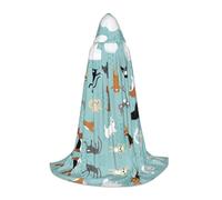 Raining Cats & Dogs Hooded Cape For Teenagers, Unisex Cloak Robe Hooded Halloween Costume Satin Witches Vampire Cloak Fancy Dress Up Children