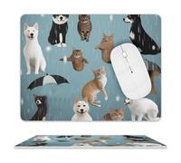 Raining Cats & Dogs Mouse Pad Ultra Thin, Leather Mousepad with Waterproof Smooth Surface, Anti Slip Mouse Pad for Gaming, Office & Home 11.8"x9.8"