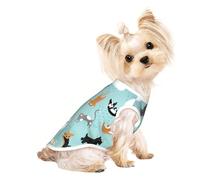 Raining Cats & Dogs print Dog Shirts for Small Dogs Stretchy T-Shirts Lightweight Tank Top Sleeveless Striped Vest