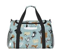 Raining Cats & Dogs Print Large Capacity Hand Carry Bag for Women Foldable Carry On Tote for Airplane Travel