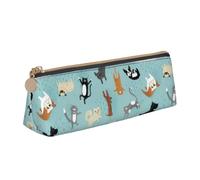 Raining Cats & Dogs Print Men Women Triangular Pencil Case Pouch Large-Capacity Office Stationery Organizer
