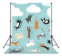Raining Cats & Dogs Print Photo Studio Background 5x7ft Soft Photo Backdrop Curtain For Studio Content Creator Equipment