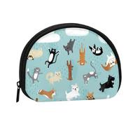 Raining Cats & Dogs Print Portable Mini Storage Bag Shell Shaped Wallet Small Coin Wallet Shell Storage Bag