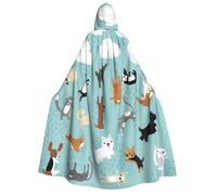 Raining Cats & Dogs print Unisex Medieval Viking Hooded Cape Cloak for Halloween Cosplay, Christmas Party Costume Outfits