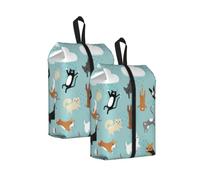 Raining Cats & Dogs Print Waterproof Shoe Bag Travel Bag with Carry Strap Storage Bag Versatile Cosmetic Bag-2pcs