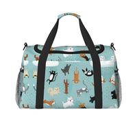 Raining Cats & Dogs Print Womens Sports Bags Travel Bag - Gym Tote Bag with Compartment,Duffel Bags for Men,Ladies Holdall,Carry On Weekend Travel Handbags for Women