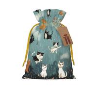 Raining Cats & Dogs Printed Christmas Drawstring Gift Bags-Xmas Wrapping Bags,Candy Bag,For Holiday Party Decorations,Wedding Party Supplies M Yellow Christmas Ribbon