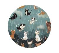 Raining Cats & Dogs Printed Gaming Mouse Pad 2 PCS, Round Non-Slip Rubber Base Laptop Mousepad Desk Mat for Gamer, Office, Home