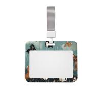 Raining Cats & Dogs Printed ID Badge Holder with Lanyard, Clear Plastic Badge Holder for Work, School, Hospital, Security - Water Resistant & Dirt Proof