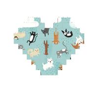 Raining Cats & Dogs Printed Jigsaw Puzzle 10.8x12.8 CM, Heart-Shaped Puzzle Challenging Game for Adults, Fun Decorative Wall Decor