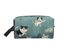 Raining Cats & Dogs Printed Makeup Bag Travel Portable Cosmetic Bag Large Capacity Makeup Case Toiletry Handbag Organiser for Women