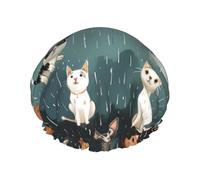 Raining Cats & Dogs Printed Shower Cap,Waterproof Shower Cap For Women Reusable Shower Hat Bath Caps With Elastic Band
